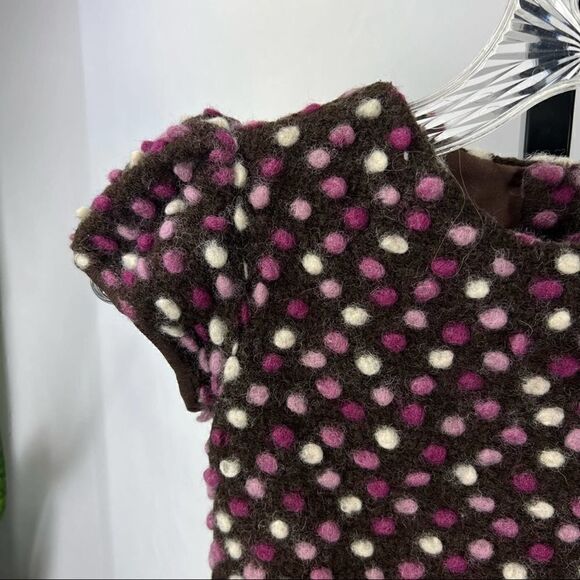 ISABEL GARRETON Girl’s Size 6 Wool Poly Blend Dress Polkadots Pink Red White - Picture 2 of 11